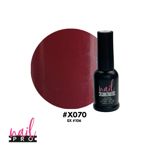 NAIL PRO Esmalte Permanente 8 ml X070 (ex106) Rojo Vino