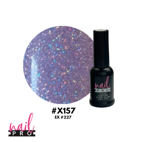 NAIL PRO Esmalte Permanente 8 ml X157 (ex227) Morado pastel con micro glitter