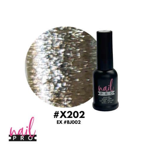 NAIL PRO Esmalte Permanente 8 ml X202 (exBJ002) Dorado glitter intenso